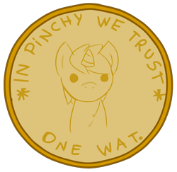 Size: 6020x5840 | Tagged: safe, artist:haute-claire, ruby pinch, absurd resolution, coin, in pinchy we trust, one wat, simple background, transparent background, wat