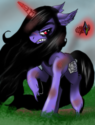 Size: 891x1174 | Tagged: safe, artist:brainiac, oc, oc only, oc:brainiac, earth pony, pony, blood, fight, injured, scratches, solo, unshorn fetlocks