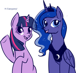 Size: 489x468 | Tagged: safe, artist:lulubell, princess luna, twilight sparkle, alicorn, pony, ask, askprincessluna, simple background, tumblr, white background