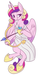 Size: 403x761 | Tagged: safe, artist:lulubell, princess cadance, alicorn, pony, arrow, bow (weapon), bow and arrow, clothes, cupid, cupidance, holiday, princess of love, simple background, solo, toga, transparent background, valentine's day