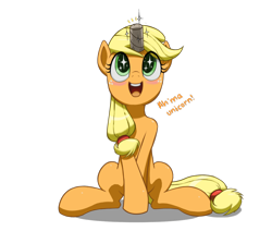 Size: 1300x1100 | Tagged: safe, artist:anearbyanimal, applejack, earth pony, pony, cute, fake horn, jackabetes, silly, silly pony, solo, sparkly eyes, toilet paper roll, weapons-grade cute, who's a silly pony