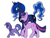 Size: 555x421 | Tagged: safe, artist:lulubell, princess luna, twilight sparkle, oc, oc:moonlight eve, alicorn, pony, unicorn, family, female, lesbian, magical lesbian spawn, next generation, offspring, parent:princess luna, parent:twilight sparkle, parents:twiluna, shipping, simple background, twiluna, white background