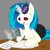 Size: 1024x1024 | Tagged: safe, artist:artponie, derpibooru import, dj pon-3, vinyl scratch, pony, unicorn, cellphone, chair, female, glowing horn, iphone, lyrics, magic, mare, no catchlights, no pupils, paper, pencil, phone, solo, telekinesis, text, working, wub