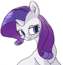 Size: 219x227 | Tagged: safe, artist:yoditax, rarity, pony, unicorn, ear fluff, female, frown, lidded eyes, looking away, mare, purple mane, simple background, solo, white background, white coat