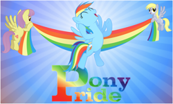 Size: 4000x2400 | Tagged: safe, artist:stinkehund, derpy hooves, parasol, rainbow dash, pegasus, pony, abstract background, female, gay pride, gay pride flag, lgbt, mare, pride, pride flag, rainbow banner