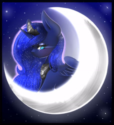 Size: 2300x2527 | Tagged: safe, artist:bambudess, derpibooru import, princess luna, alicorn, pony, moon, solo, stars, tangible heavenly object