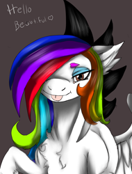 Size: 1556x2048 | Tagged: safe, artist:brainiac, oc, oc only, oc:lesbean, pegasus, pony, body builder, cute, female, flirty, rainbow, sexy, solo, tongue out