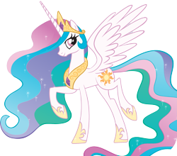 Size: 1951x1719 | Tagged: artist needed, safe, princess celestia, alicorn, pony, artifact, female, looking at you, mare, meta in context, ponibooru, raised hoof, raised leg, simple background, smiling, solo, spread wings, stock vector, the first image ever posted on ponibooru, transparent background, vector
