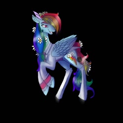 Size: 1024x1024 | Tagged: safe, artist:brainiac, rainbow dash, pegasus, pony, clothes, cute, flower, full body, large wings, solo, tuxedo, unshorn fetlocks