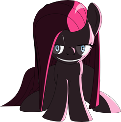 Size: 6182x6255 | Tagged: safe, artist:decompressor, pinkie pie, earth pony, pony, absurd resolution, creepy, female, lidded eyes, mare, pinkamena diane pie, simple background, sitting, solo, transparent background