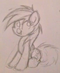 Size: 414x507 | Tagged: safe, artist:heavymetalbronyyeah, rainbow dash, pegasus, pony, :p, doodle, monochrome, pencil drawing, sketch, solo, tongue out, traditional art