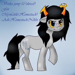 Size: 500x500 | Tagged: safe, artist:macaronianddeath, pony, gradient background, homestuck, ponified, solo, vriska serket