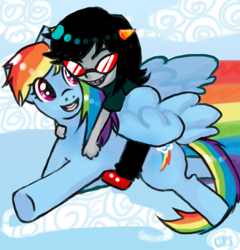 Size: 580x604 | Tagged: safe, artist:uri-loves-cookies, rainbow dash, pegasus, pony, crossover, female, flying, homestuck, mare, rainbow trail, terezi pyrope