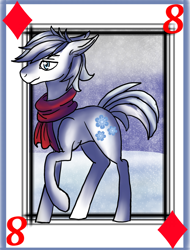 Size: 1556x2048 | Tagged: safe, artist:brainiac, double diamond, earth pony, pony, 8 of diamonds, full body, male, playing card, solo, stallion