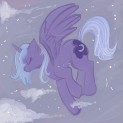 Size: 555x555 | Tagged: safe, artist:lulubell, princess luna, alicorn, pony, s1 luna, snow, snowfall, solo