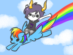 Size: 640x480 | Tagged: artist needed, safe, rainbow dash, pegasus, pony, crossover, female, flying, gamzee makara, homestuck, mare, rainbow trail