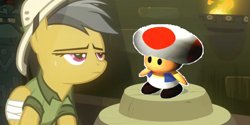 Size: 1738x867 | Tagged: safe, edit, edited screencap, screencap, daring do, pegasus, pony, read it and weep, bad treasure, bandage, crossover, exploitable meme, female, hat, mare, meme, pith helmet, super mario bros., super mario rpg, toad (mario bros)