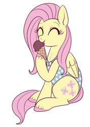 Size: 381x539 | Tagged: safe, artist:lulubell, fluttershy, pegasus, pony, clothes, cute, ice cream, licking, one-piece swimsuit, shyabetes, simple background, solo, swimsuit, tongue out, transparent background