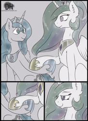 Size: 1569x2159 | Tagged: safe, artist:sugarlesspaints, princess celestia, princess luna, alicorn, pony, slice of life (episode), bedroom eyes, comic, explicit source