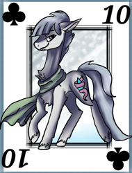 Size: 1556x2048 | Tagged: safe, artist:brainiac, oc, oc only, oc:rim frost, 10 of clubs, art trade, playing card, solo