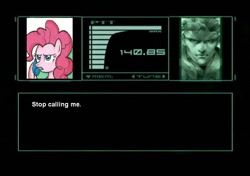 Size: 936x658 | Tagged: safe, artist:madmax, pinkie pie, earth pony, pony, exploitable meme, female, mare, meme, metal gear, phone, phone meme, solid snake, stop calling me