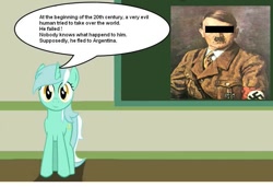 Size: 887x605 | Tagged: safe, lyra heartstrings, human, pony, unicorn, adolf hitler, argentina, argentina is white, censored, chalkboard, female, human studies101 with lyra, mare, meme