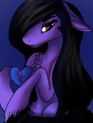 Size: 1556x2048 | Tagged: safe, artist:brainiac, oc, oc only, oc:brainiac, pony, blue, blue heart, depression, heart break, heartbreak, male, sad, solo, stallion, unshorn fetlocks