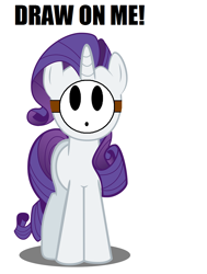 Size: 800x1058 | Tagged: safe, rarity, pony, unicorn, caption, draw on me, exploitable meme, image macro, mario, mask, meme, shy guy, simple background, super mario bros., text, white background