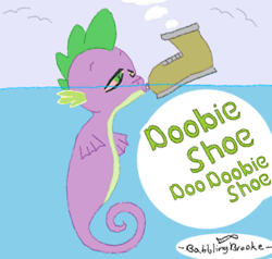 Size: 786x747 | Tagged: safe, artist:blissful dreams, spike, sea dragon, sea pony, doobie, drugs, pun, sea dragon spike, shoo be doo, solo, spoonerism, stoner spike