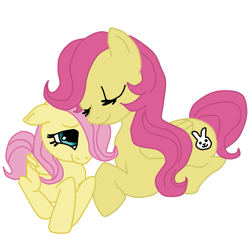 Size: 945x945 | Tagged: safe, artist:megasweet, fluttershy, oc, oc:fluttershy's mom, pegasus, pony, female, filly, mare, simple background, white background, young, younger