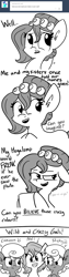 Size: 726x2904 | Tagged: safe, artist:tjpones, oc, oc only, oc:brownie bun, oc:cinnamon bun, oc:sticky bun, horse wife, ask, monochrome, tumblr, twins