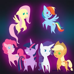 Size: 860x860 | Tagged: safe, artist:nightsi, artist:nightsky-th, applejack, fluttershy, pinkie pie, rainbow dash, rarity, twilight sparkle, earth pony, pegasus, pony, unicorn, female, mane six, mare, no pupils, pointy ponies