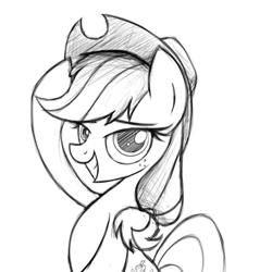 Size: 2000x2000 | Tagged: safe, artist:heavymetalbronyyeah, applejack, earth pony, pony, high res, monochrome, solo