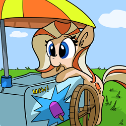 Size: 726x726 | Tagged: safe, artist:tjpones, oc, oc only, oc:dreamsicle swirl, cart, creamsicle, popsicle, solo, umbrella