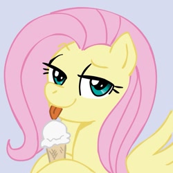 Size: 945x945 | Tagged: safe, artist:166, artist:megasweet, fluttershy, pegasus, pony, female, ice cream, licking, mare, simple background, solo, tongue out