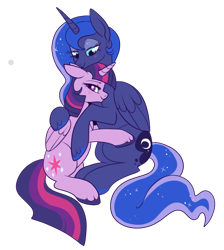 Size: 600x670 | Tagged: safe, artist:lulubell, princess luna, twilight sparkle, twilight sparkle (alicorn), alicorn, pony, cuddling, female, hug, lesbian, mare, shipping, simple background, snuggling, transparent background, twiluna