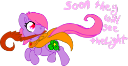 Size: 665x347 | Tagged: safe, artist:cotton, clover (g1), earth pony, pony, g1, my little pony tales, female, g1 to g4, generation leap, god tier, god tiers, hero of light, homestuck, mare, mouth hold, solo