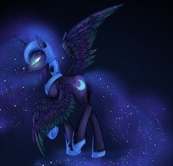 Size: 1275x1224 | Tagged: safe, artist:tamponandtwilaloop, nightmare moon, alicorn, pony, ethereal mane, female, mare, profile, solo, spread wings, wings