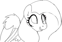 Size: 373x255 | Tagged: safe, artist:yoditax, fluttershy, pegasus, pony, monochrome, smiling, solo