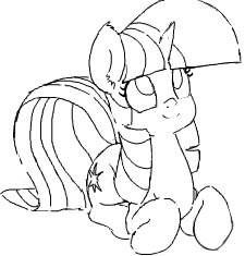 Size: 225x235 | Tagged: safe, artist:yoditax, twilight sparkle, monochrome, smiling, solo