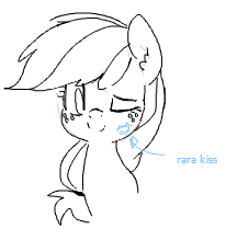 Size: 206x209 | Tagged: safe, artist:yoditax, applejack, earth pony, pony, female, kiss mark, lesbian, rarijack, shipping, smiling, solo, wink