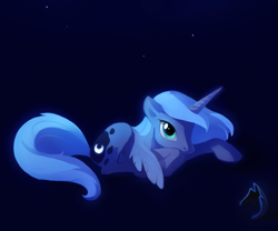 Size: 771x641 | Tagged: dead source, safe, artist:tomatocoup, princess luna, alicorn, pony, black background, female, mare, prone, s1 luna, simple background, solo