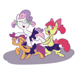 Size: 1000x1000 | Tagged: safe, artist:ponygoggles, apple bloom, scootaloo, sweetie belle, earth pony, pegasus, pony, unicorn, cheerleader, cutie mark crusaders, female, filly, no pupils