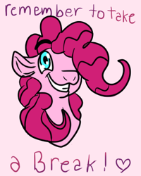 Size: 320x400 | Tagged: safe, artist:brainiac, pinkie pie, earth pony, pony, bust, message, portrait, solo