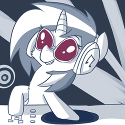 Size: 726x726 | Tagged: safe, artist:tjpones, dj pon-3, vinyl scratch, pony, unicorn, female, headphones, hooves, horn, mare, record, smiling, solo, sunglasses, teeth, turntable