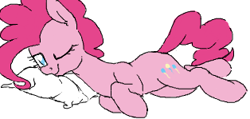 Size: 314x149 | Tagged: safe, artist:yoditax, pinkie pie, earth pony, pony, bedroom eyes, cute, lowres, pillow, solo