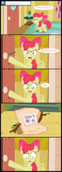 Size: 1320x3680 | Tagged: dead source, safe, artist:jan, apple bloom, earth pony, pony, ask, ask the crusaders, clubhouse, comic, crusaders clubhouse, female, filly, messy mane, punk'd, solo