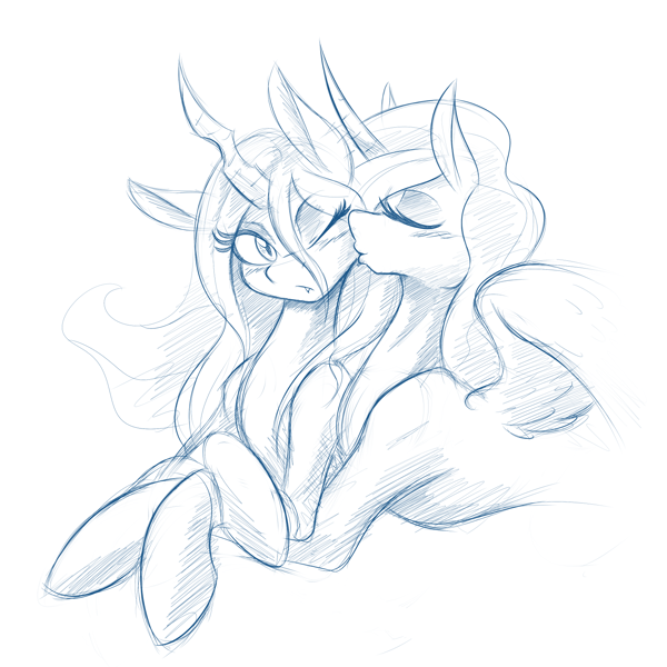 queen chrysalis and princess celestia kiss