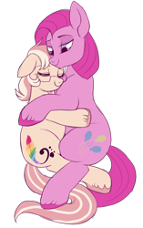 Size: 468x745 | Tagged: safe, artist:lulubell, bubble berry, bubblini davinci berry, pinkie pie, oc, oc:lulubell, earth pony, pony, canon x oc, female, male, pinkamena diane pie, rule 63, shipping, simple background, snuggling, straight, transparent background