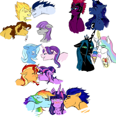 Size: 3036x3264 | Tagged: safe, artist:captainloafnugget, derpibooru import, cheese sandwich, flash sentry, maud pie, princess celestia, princess luna, queen chrysalis, rainbow dash, sci-twi, soarin', spitfire, starlight glimmer, sunset shimmer, tempest shadow, trixie, twilight sparkle, twilight sparkle (alicorn), alicorn, changeling, changeling queen, earth pony, pegasus, pony, unicorn, my little pony: the movie, bisexual, blushing, boop, chryslestia, female, flashlight, food, ice cream, lesbian, male, maudwich, noseboop, scitwishimmer, shipping, soarinfire, startrix, straight, sunsetsparkle, sweat, twidash